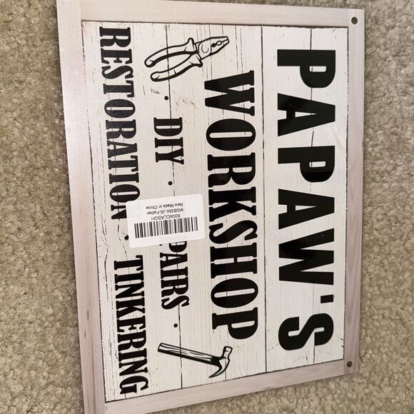 Papaw's Workshop Sign, Tools Sign, 8x12 Inch NIP - Picture 7 of 8